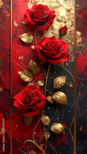 Red roses on a dark background