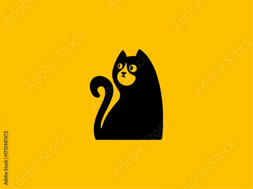 Mysterious black cat silhouette with curious eyes, perfect for Halloween or pet-related projects