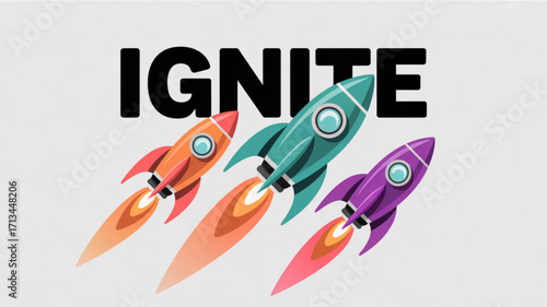 Ignite rocket launch startup business concept vector illustration for innovation and technology projects
