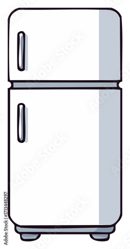 Cartoon Refrigerator with Freezer Compartment Interior Design Appliance