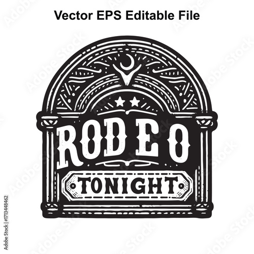 Vector art of rodeo tonight vintage emblem