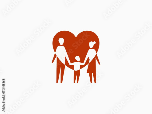 Loving family embrace with heart symbol signifies unity, care, and deep connection