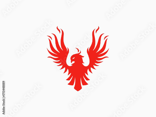 Fiery phoenix emblem symbolizes rebirth, power, and resilience for modern brands and logos