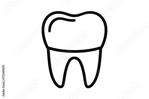 Dental crown icon. Tooth vector symbol for dentistry and stomatology. Simple line art illustration of a molar for oral health, hygiene, and medical clinic logo design.