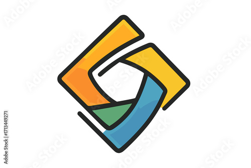 Colorful abstract geometric logo design. Vector icon for business identity. Modern creative symbol of teamwork, connection, community. Infinite loop cycle or network concept.