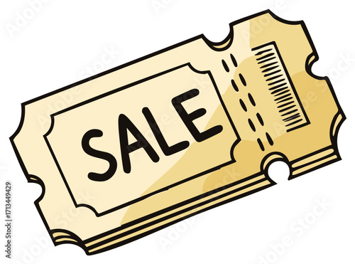 Yellow ticket with the word SALE written on it in bold black letters