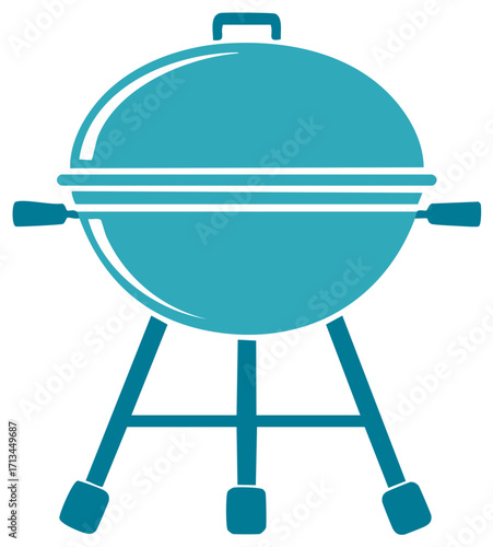 Classic Kettle Barbecue Grill Icon for Summer Cookout and Picnic