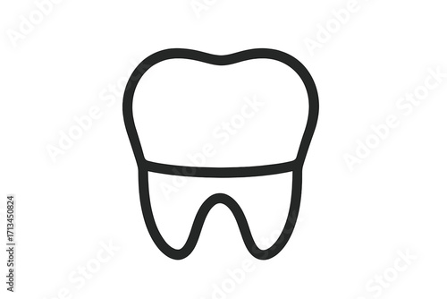 Dental crown line icon. Tooth implant, veneer symbol for dentistry. Stomatology and oral care concept. Healthy molar graphic. Medicine, orthodontics. Caries treatment sign.