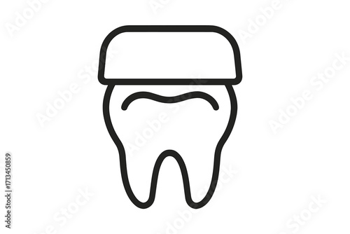 Dental crown outline icon. Tooth restoration, repair. Dentistry, stomatology concept. Oral care, hygiene. Dental implant, prosthesis pictogram for web, app. Health care vector.