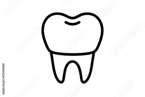 Tooth line icon for dental clinic logo. Simple linear vector illustration for dentistry, stomatology, and oral health. Clean tooth symbol for medical web design or app.