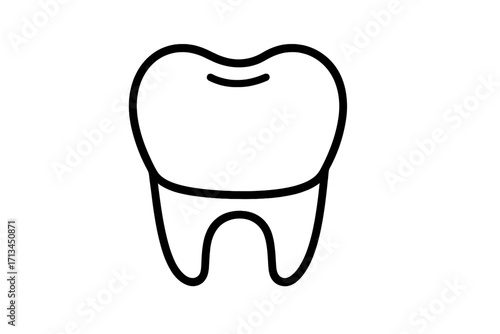Tooth line icon. Dental crown simple outline symbol. Dentistry, stomatology vector sign. Oral care, hygiene concept. Health pictogram for web, app, logo design. Minimalist illustration.