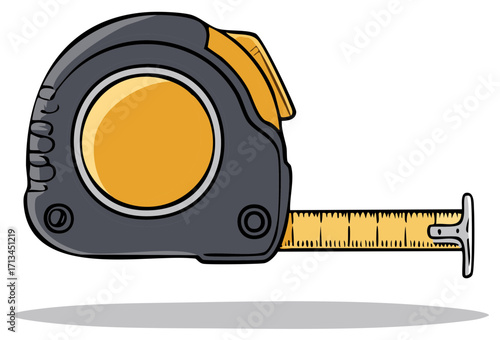 Retractable Tape Measure Tool with Yellow and Gray Casing