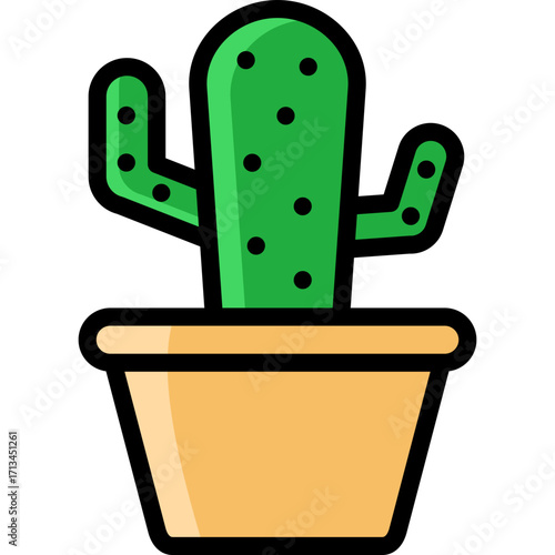 cactus icon illustration design with filled outline