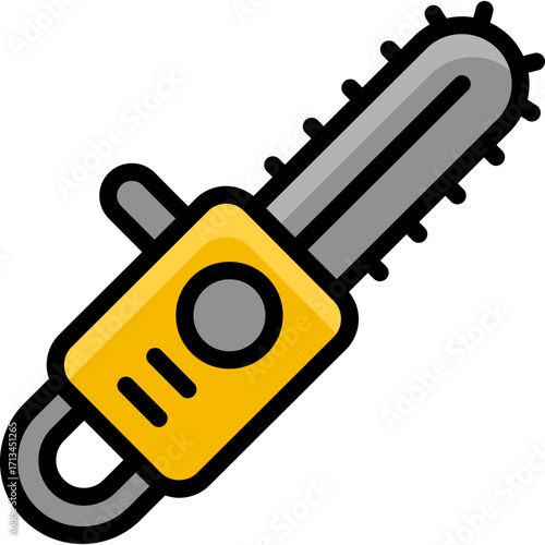 chainsaw icon illustration design with filled outline