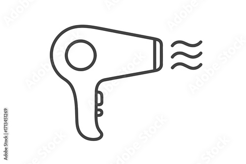 Hair dryer outline icon, simple blow dryer symbol for web and graphic design. Vector illustration for beauty salon, hairstyling, or personal grooming appliance concept.