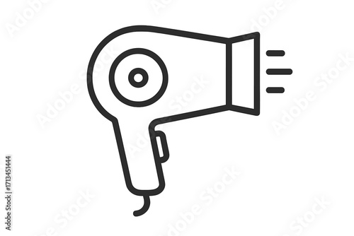 Hair dryer outline icon vector. Blow dryer line art symbol for graphic design. Hairdressing and beauty salon equipment. Simple black linear illustration of a hair care appliance.