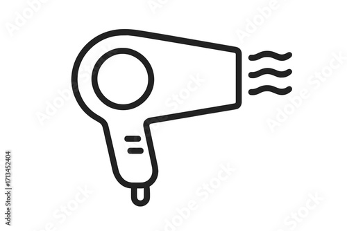 Hair dryer outline icon. Blow dryer vector symbol for hairdressing, beauty salon, barbershop. Simple hair care appliance pictogram for web design, app. Minimalist hairstyling tool.