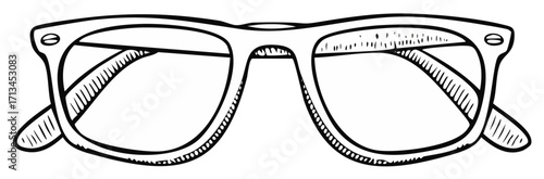 Classic eyeglasses or sunglasses hand drawn sketch style black and white outline vector illustration