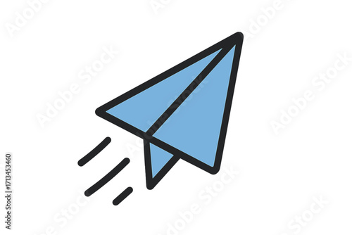 Simple paper airplane icon. Send message, email, chat, communication symbol. Fast delivery, travel, and freedom concept. Startup launch business metaphor. Vector pictogram.