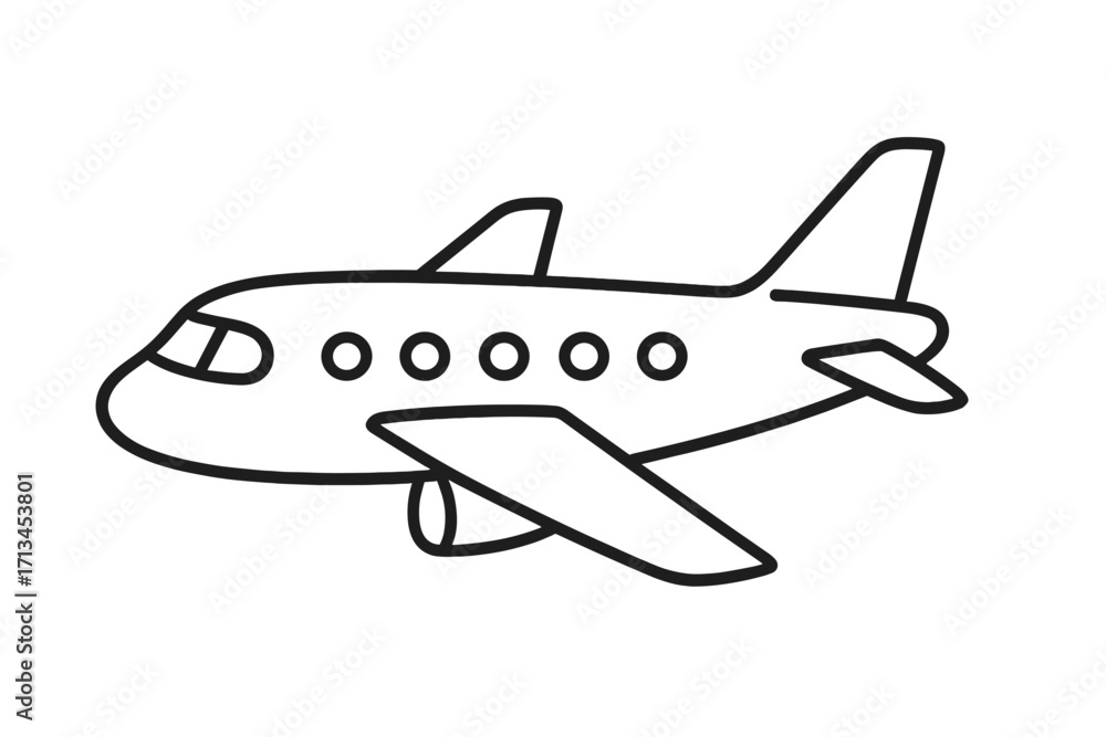 Fototapeta premium Airplane line art vector icon set. Simple plane outline illustration collection for travel, transport, and aviation design. Minimalist commercial jet symbol for logo, web, app.