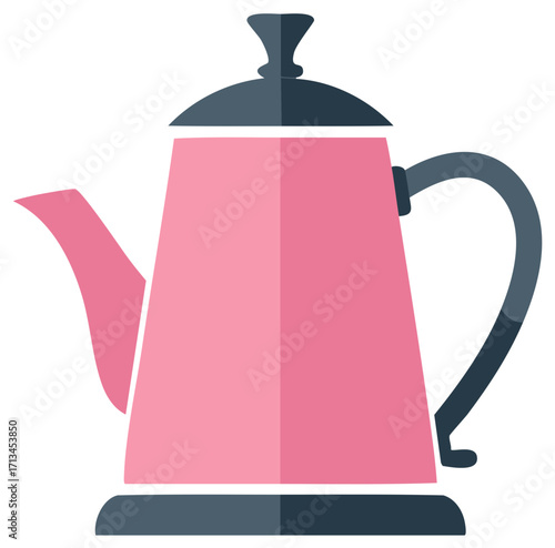Pink teapot or coffee pot icon in a flat design style vector illustration