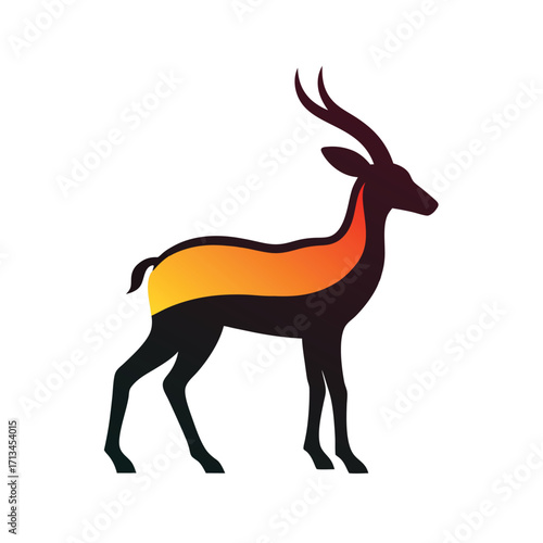 Silhouette of a Gazelle with Orange Gradient antelope