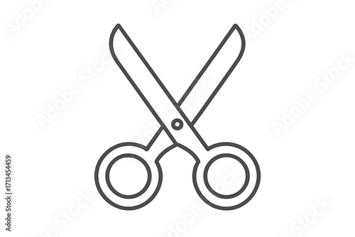 Scissors outline linear symbol for graphic design. Cut icon for web design, apps, adverts. Barber tool, stationery, tailor shears vector. Crafting & trimming concept.