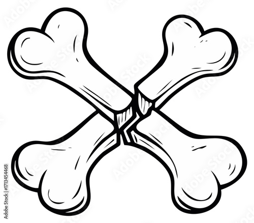 Crossed Bones, Vector Design, Dangerous Icon, Symbol of Poison, Cartoonish Style, Horror, Skull
