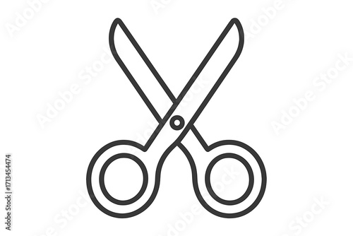 Scissors line icon symbol. Vector graphic for cutting, tailoring, hairdressing, and crafts. Isolated outline illustration for web, apps, and print design. Stationery tool.
