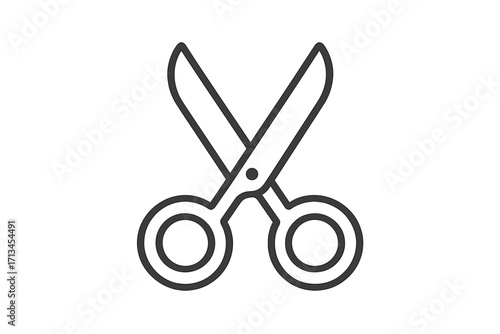 Scissors outline icon for graphic and web design. Cut symbol for apps, adverts, cards. Simple vector cartoon illustration. Hairdresser, tailor or office tool sign. Craft concept.
