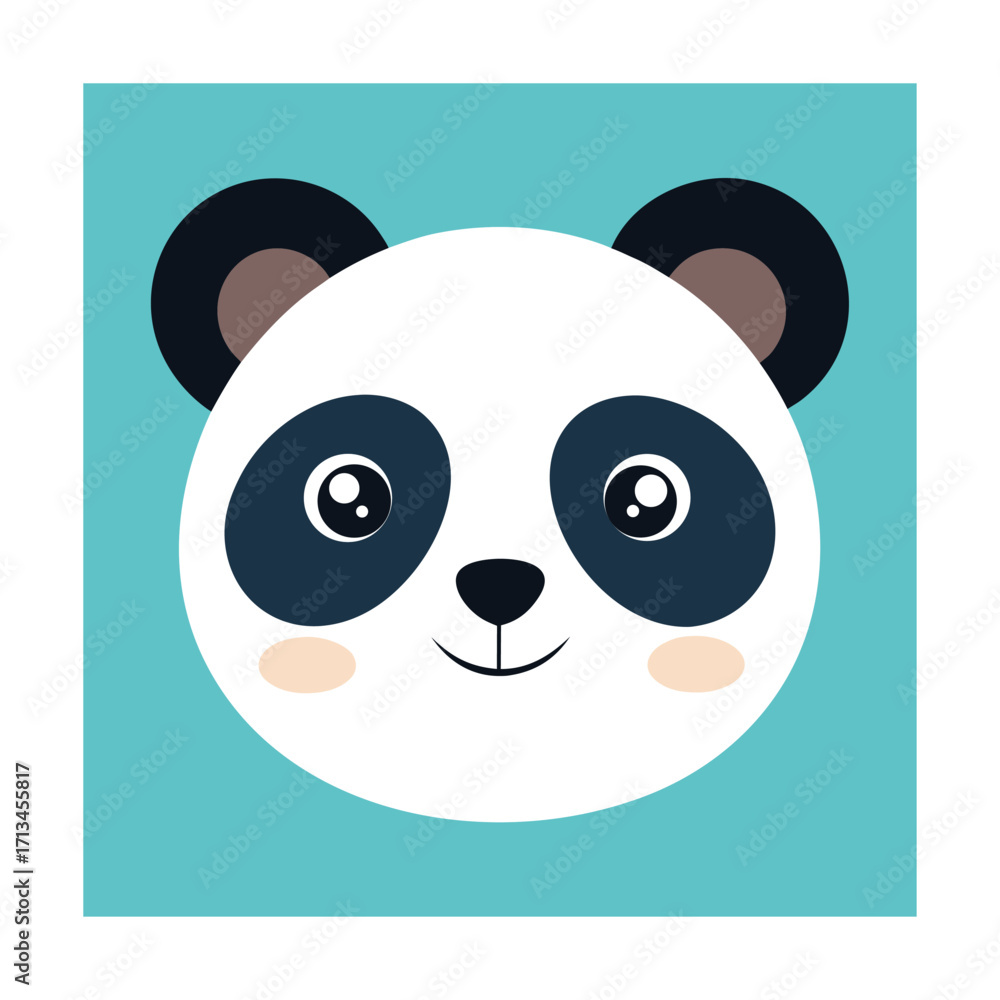 Obraz premium Adorable cartoon panda face with black and white markings Keywords: panda, animal, cartoon, cute