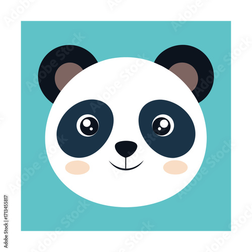 Adorable cartoon panda face with black and white markings Keywords: panda, animal, cartoon, cute