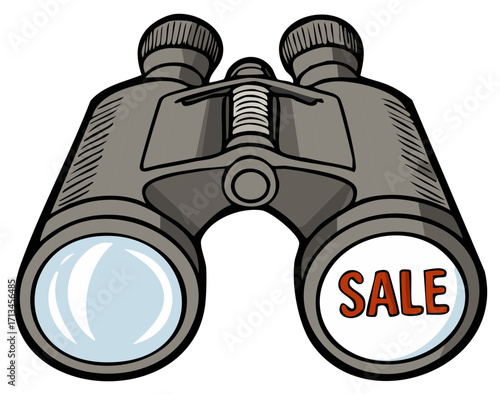 Binoculars with Sale Marking Promotion for Shopping or Consumerism Related Designs