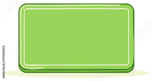 Blank green rectangular sign with rounded corners, layered border, and subtle shadow