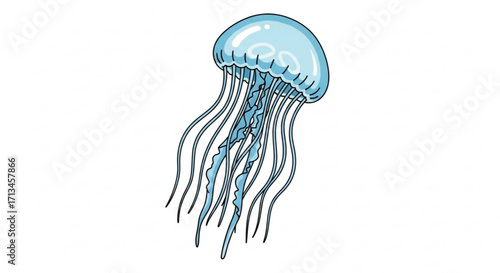 Explore the depths with this blue jellyfish illustration perfect for ocean themed designs and marine biology projects
