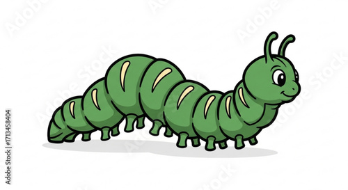 Cute green caterpillar illustration vector image for kids educational resources and nature themed designs projects
