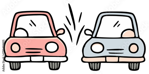 Cartoon cars colliding in a crash illustration with impact lines