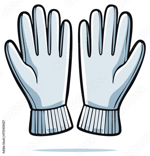 Light blue protective gloves vector cartoon illustration for hygiene and safety
