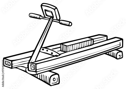 Line art illustration of a manual treadmill exercise machine for fitness and workout routine