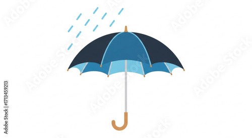 Blue umbrella under rain drops illustration vector graphic for weather forecast and protection from rainy day 100