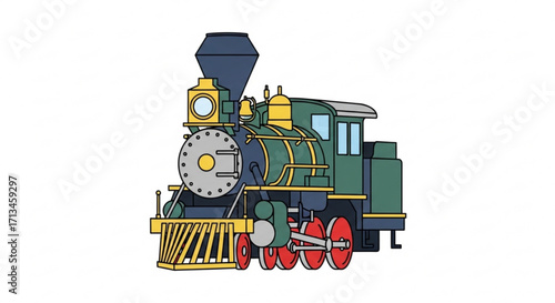Vintage steam train locomotive illustration for transportation railway travel and history enthusiasts