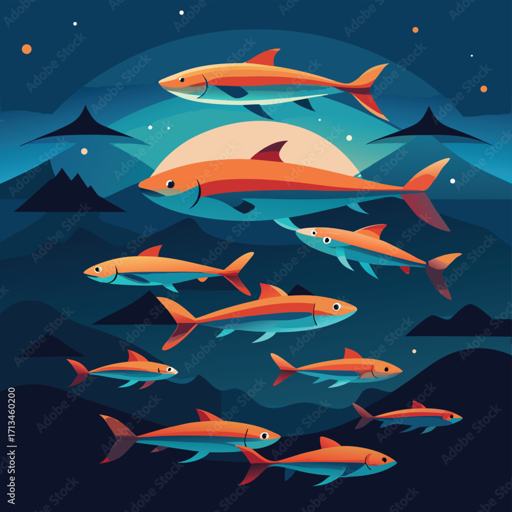 Obraz premium seamless background with sharks