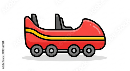 Red roller coaster ride vector illustration for amusement parks and theme park attractions design elements
