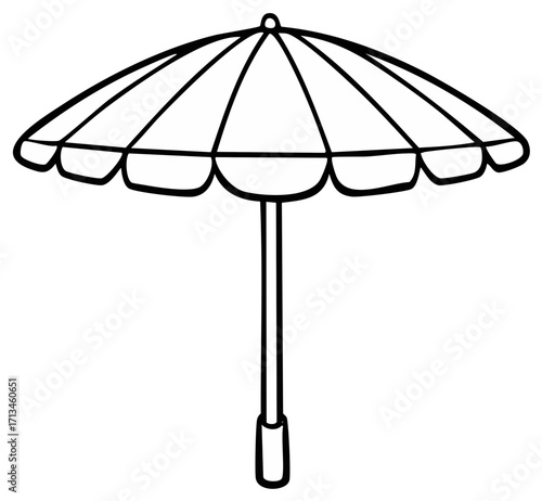 Umbrella outline illustration, Weather protection equipment for rain, simple design for summer