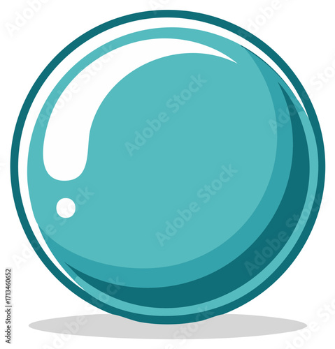 Turquoise Crystal Ball Illustration with Gloss and Shadow for Fortune Telling Concept