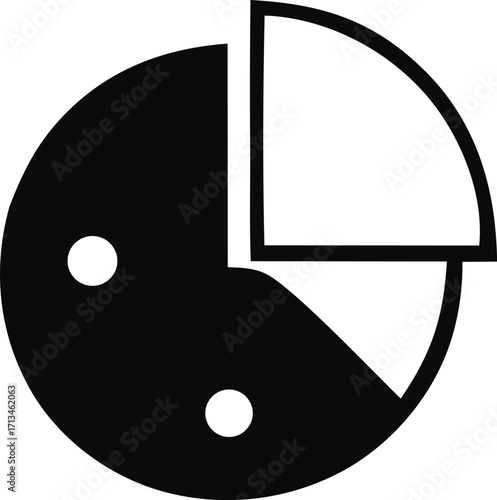 Abstract yin yang pie chart symbol representing balance duality and data visualization concepts