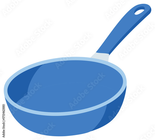 Empty Blue Frying Pan Illustration with Handle for Cooking and Sautéing Food at Home