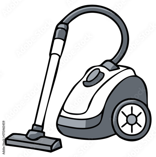 Cartoon illustration of a vacuum cleaner isolated on a white background