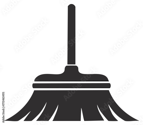 Essential dark gray broom vector icon perfect for cleaning services and tidy home concepts