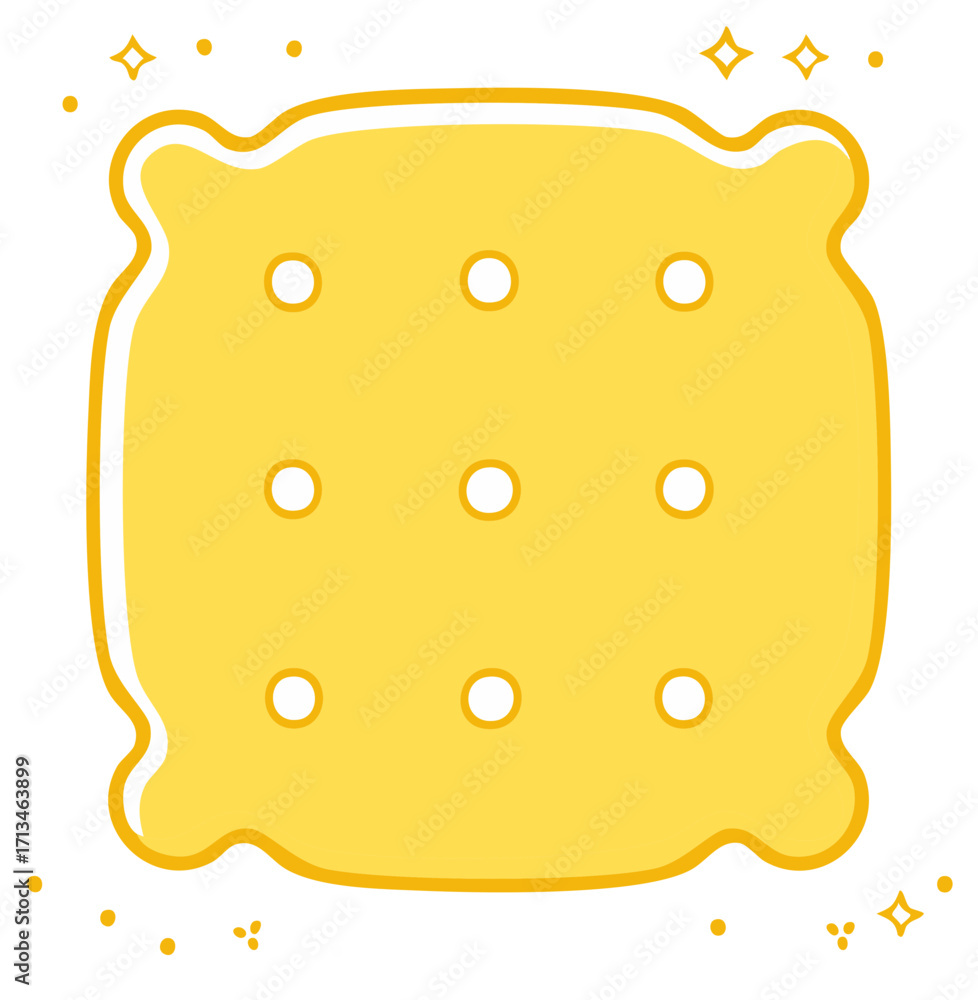 Fototapeta premium Simple Yellow Square Cracker with Perforations and Sparkle Accents
